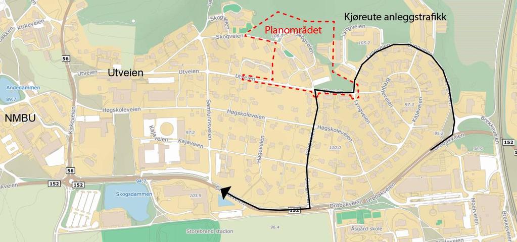 Trafikk i anleggsfasen I anleggsfasen vil lange og brede kjøretøy måtte trafikkere Kaja-området.