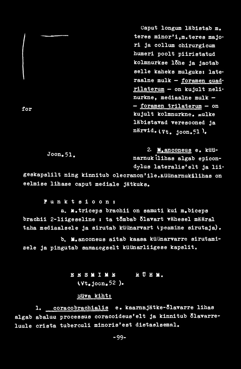 foramen trilaterum on kujult kolmnurkne. «ulke läbistavad veresooned ja närvid.(vt. joon.51 X Joon.51. 2. M.anconeus e.