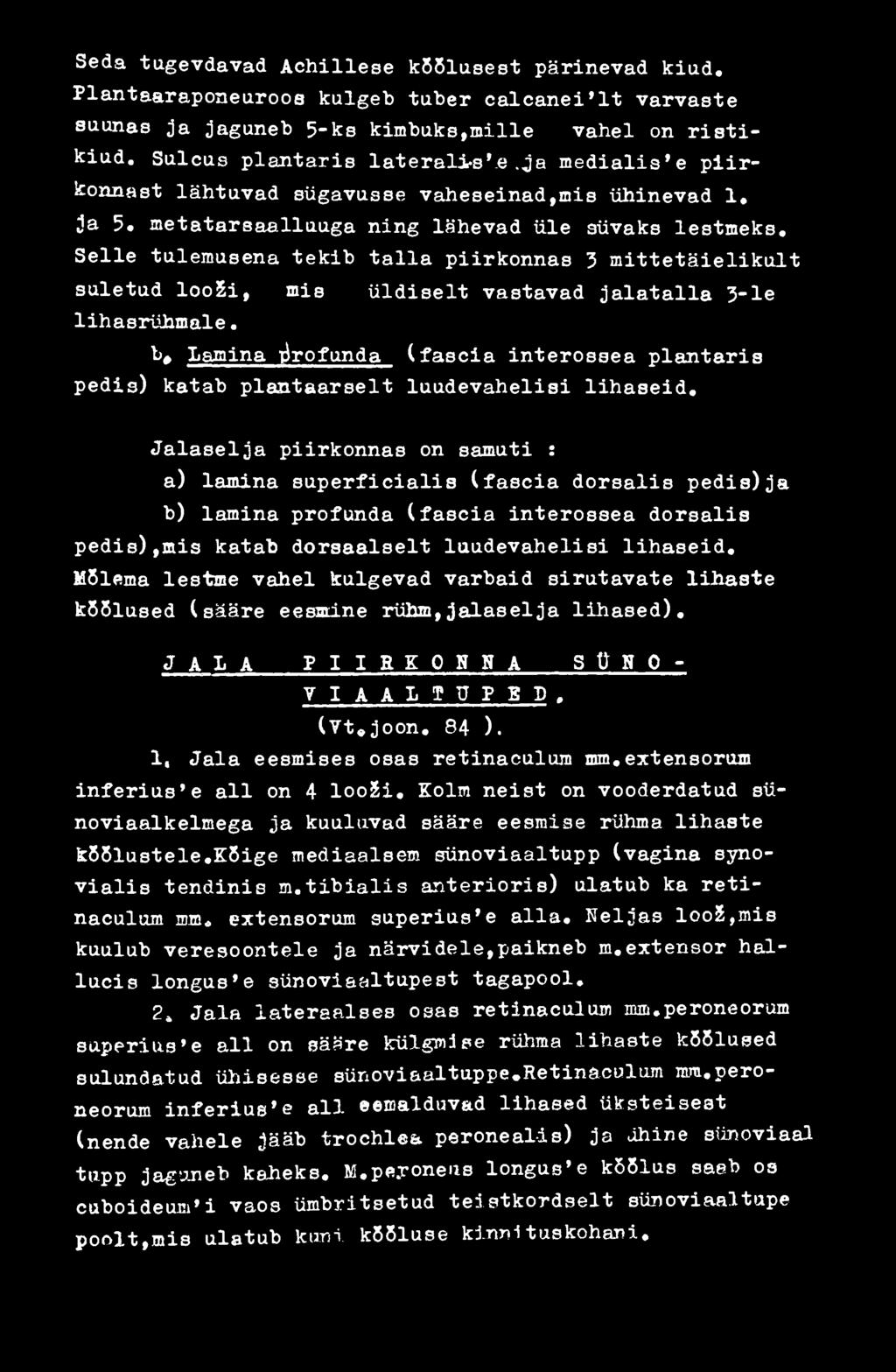 Selle tulemusena tekib talla piirkonnas 3 mittetäielikult suletud loosi, mis üldiselt vastavad jalatalla 3-le lihasrühmale.