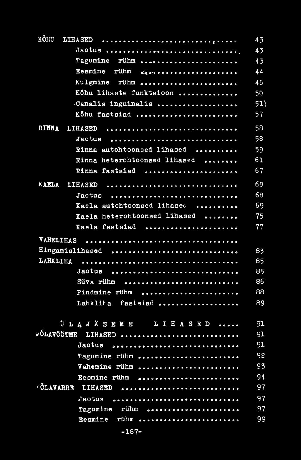 75 Kaela fastsiad 77 VAHELIHAS Hingamislihased 83 LAHKLIHA 85 Jaotus 85 Süva rühm 86 Pindmine rühm 88 Lahkliha