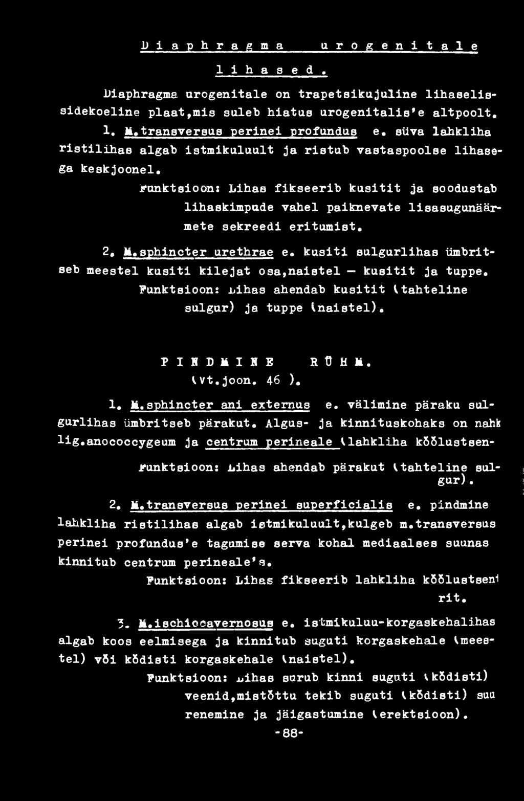 M. sphincter ani extemus e. välimine päraku sulgurlihas ümbritseb pärakut. Algus- ja kinnituskohaks on nahk lig.