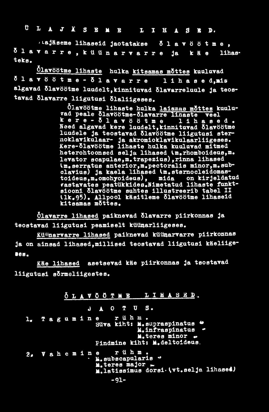 Õlavöötme lihaste hulka laiaa.ав mõtte? kuuluvad peale õlavöötme-õlavarre 12лaete veel k e r e - õ l a v ö ö t m e l i h a s e d.