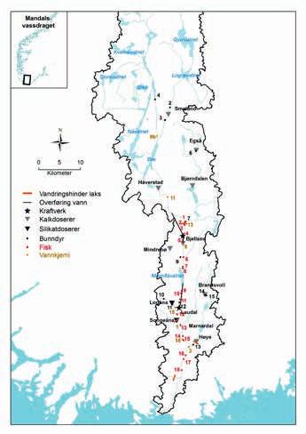 2 Vannkjemi Forfatter: Atle Hindar (NIVA) Medarbeidere: L. B. Skancke og R. Høgberget (NIVA) Mandalsvassdraget er forsuret og sterkt påvirket av kraftregulering. Fullkalking startet i 1997.