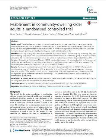 Effektstudien Reablement in community-dwelling older adults: a randomised controlled trial.