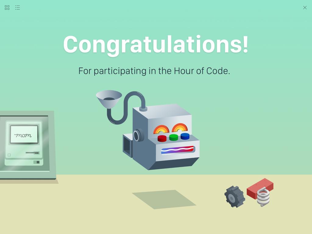 Avslutning (5 minutter) Gratuler gruppen din med gjennomført Hour of Code med Swift Playgrounds.