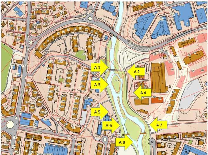 Beskrivelse av strekningene med forslag til tiltak: Strekning A - Mellom gangbro v Badebakken og snuplassen innerst i Mor Gohjertas vei Figur 7. Oversiktskart strekning A.