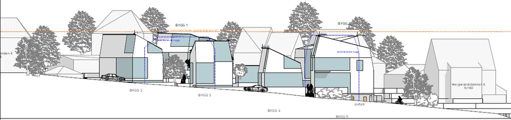 Figur 5- Oppriss øst for planområde fra offentlig ettersyn Figur 6- Oppriss øst for planområde for 2.
