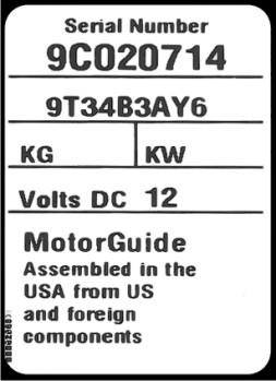 Registrere serienummer GENERELL INFORMASJON Noter serienummeret for fremtidige behov. For grntimessige formål må du fylle ut det vedlgte grntikortet eller registrere dorgemotoren på www.motorguide.