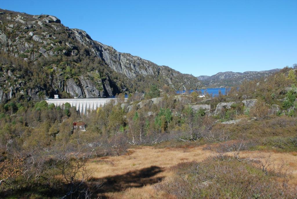 Figur 7-1. Øverste bilde viser dam Langevatn slik den er i dag.