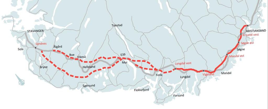 E39 KRISTIANSAND SANDNES BYGGEKOSTNADER kostnadsreduksjon 20