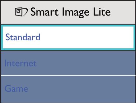 Tre moduser kan velges: Standard, Internet (Internett), Game (Spill.) 3.2 SmartContrast Hva er det?