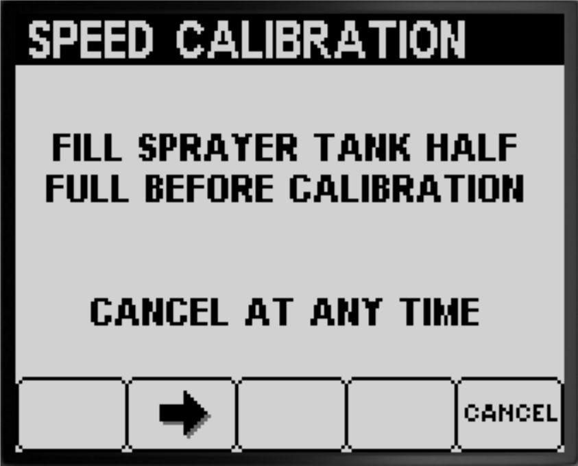 Hvis du ikke trenger å utføre kalibrering av én sprederseksjon, trykker du på knapp 5 for å gå tilbake til Kalibrer-skjermen (Figur 59).