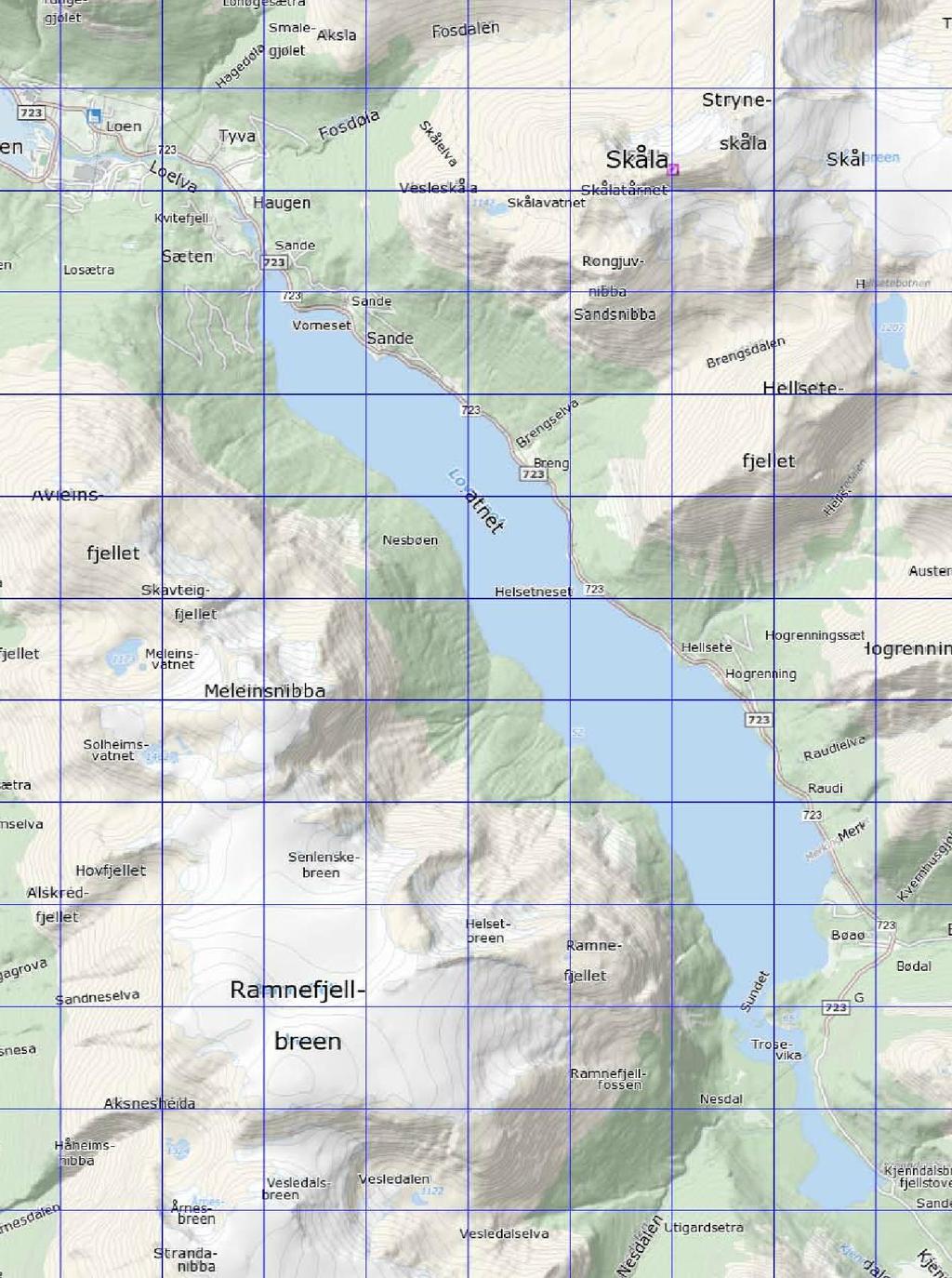 STRYN ENERGI AS 22 kv-kraftledning Loen - Bødal Oversiktskart Tegn.nr.: Dato: A-13723 24.10.