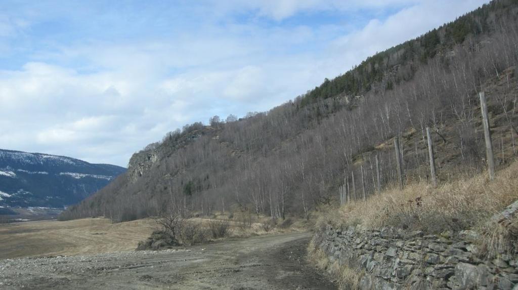 Figur 37 Ved Forr Driftsfasen: Over Fryasletta vil parallellføring av E6 og lokalveg føre til et bredere inngrep som vil ligge noe høyere enn terrenget for øvrig på Fryasletta.