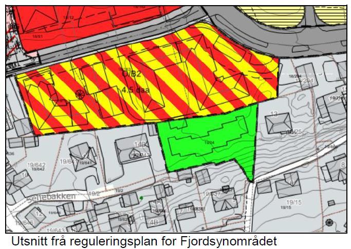 Planområdet er i kommunedelplan for Volda sentrum (godkjent 18.6.2009) lagt ut til offentleg bygning (O5) og bustad. I reguleringsplan for Fjordsynområdet (godkjent 30