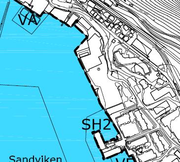 Figur 7 Utsnitt plankart KDP Bergen havn. Planområdet innenfor stiplet ring. Aktuelle bestemmelser: 4.