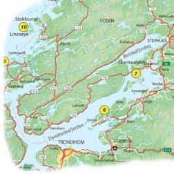 På vei innover fjorden passerer man Trondheim, Indre Fosen, Stjørdal, Frosta og helt innerst ligger Innherred, med Inderøy, og byene Levanger, Verdal og Steinkjer.