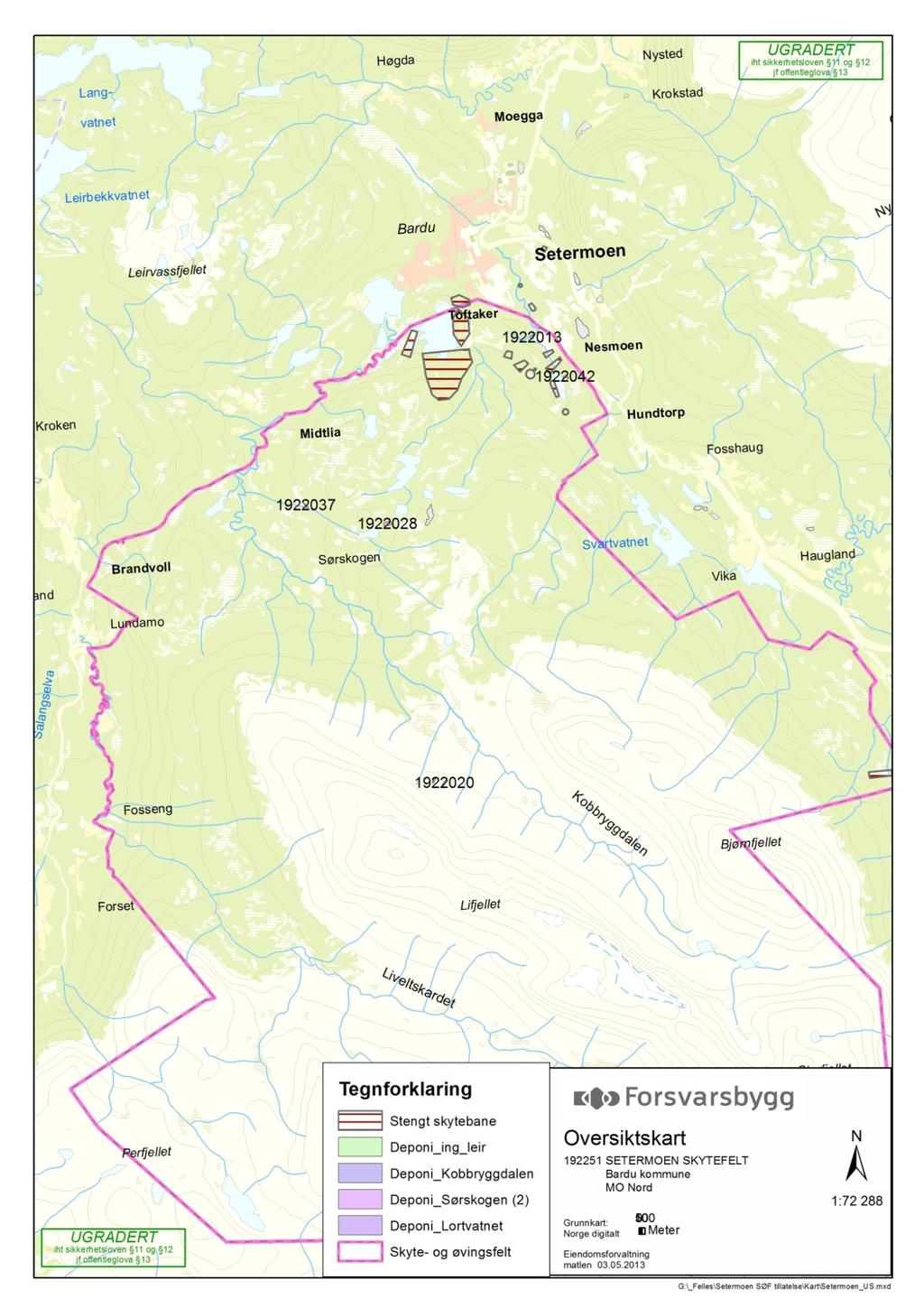 Deponier tekniske verksted Deponier Lortvann Deponier Sørskogen Deponier Kobbryggdalen 1922xxx Klif id for deponi Figur 2: Oversikt over områder med deponier og stengte