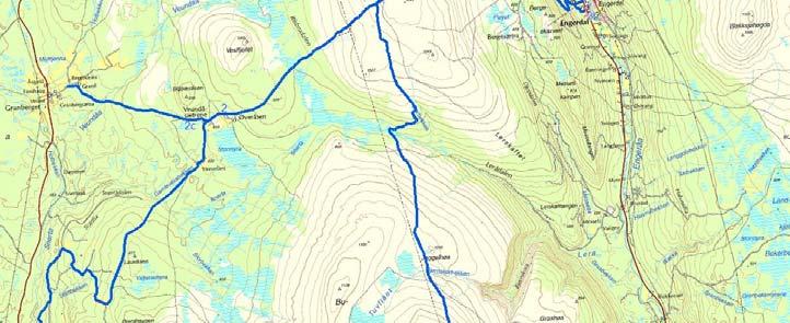 Løype nr. 2: Engeren Veundåsen Avstikker 2a: Samfunnshuset på Heggeriset Avstikker 2b: Snerta Avstikker 2c: Granberget Snøskuterløype nr.