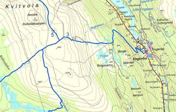 Løype nr. 3: Engerdal sentrum Kvitvola (der møter løype nr. 3 løype nr.2) Avstikker 3a: Bensinstasjon Avstikker 3b: Minibank og butikk 3 2 Snøskuterløype nr.