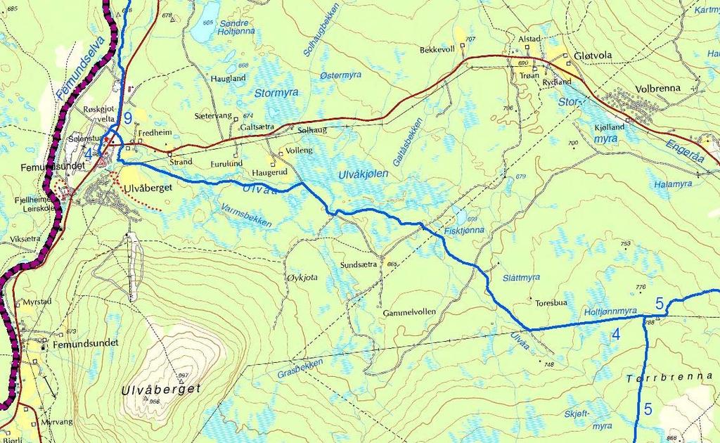 Løype nr. 4: Sølenstua Kvitvollia (Løypekryss løype nr. 4 og 5) Snøskuterløype nr.4 starter ved Sølenstua, og går fram til den møter løype nr.5 i Kvitvollia. Løype nr.4: Sølenstua Kvitvollia er ca.