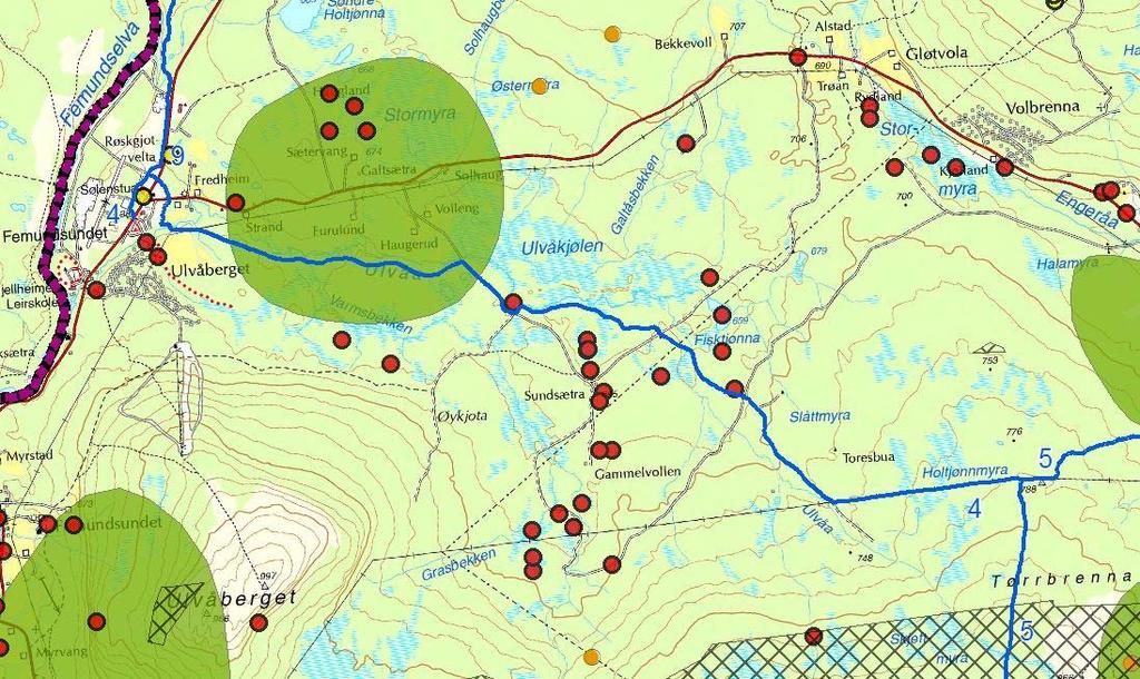 Vurdering etter bestemmelsene i Naturmangfoldloven 8 12: Sentrale tema Planleggers vurderinger 1 Dagens situasjon Snøskuterløype nr.4 starter ved Sølenstua, og går fram til den møter løype nr.