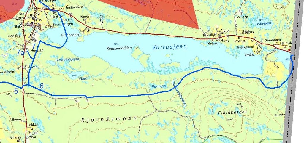 6 berører ikke områder med registrert potensielt skredfare fra NVE eller terreng brattere enn 25.