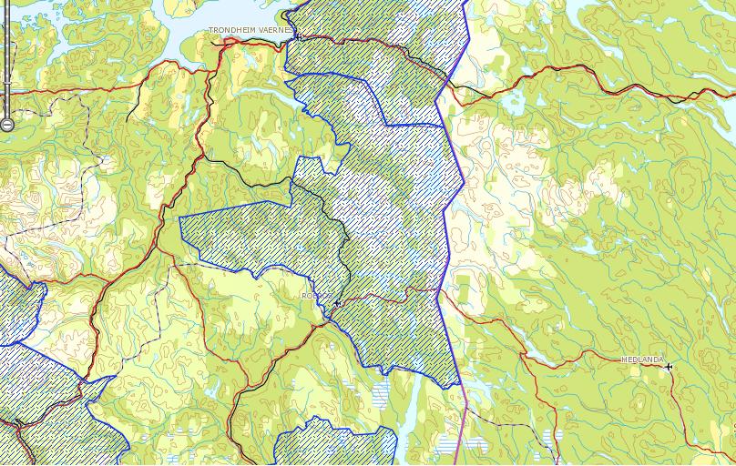 Side 21 av 33 Trøndelag skissert noen alternativer i figur 14. Sekretariatet har tatt bort område «X», som er området sør for E14 til dagens fylkesgrense mellom Nord- og Sør-Trøndelag.