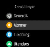 Rull gjennom innstillingsmenyen ved å sveipe opp eller ned eller ved å trykke på de øvre eller nedre tastene. 3.