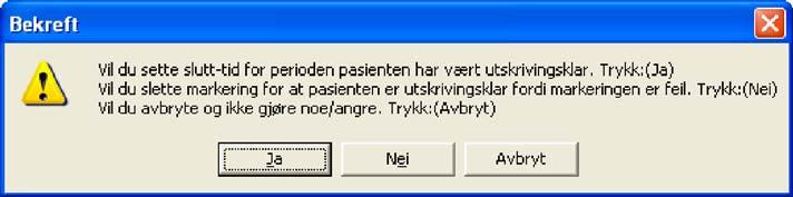 avmelde at pasienten er