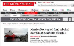 Saken mot Norges Bank har fått massiv mediedekning både i Norge og i utlandet Faksimilen av nettsiden til Reuters har blitt manipulert for å fjerne irrelevant innhold.