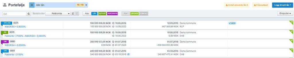 HVORDAN HÅNDTERE PORTEFØLJEOVERSIKTEN I Portefølje-funksjonen finner du alle avtalene dine. Det er veldig enkelt å sortere alle lån og deretter vise spesifikke egenskaper for enkeltlån.