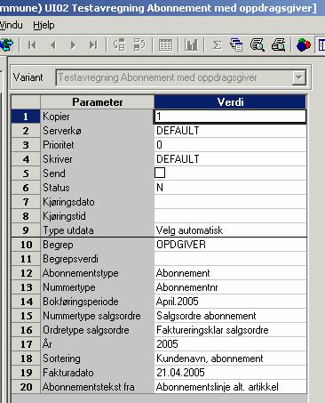 BRUKERVEILEDING FOR AGRESSO fakturering side 14 av 34 Prøveavregning Agresso Logistikk Kommunale avgifter Avregning og fakturering Testkjøring fakturering Testkjøring Abonnment med oppdragsgiver