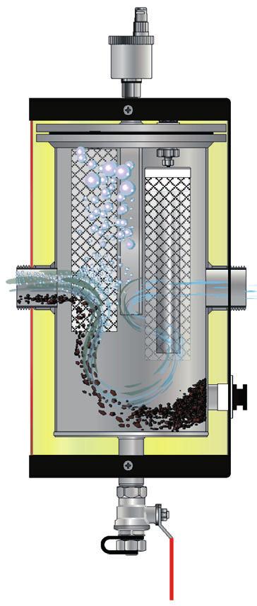 Dette resulterer i små gassbobler, lik de som finnes i et glass mineralvann (også kjent som Henrys absorpsjonslov ). I et varmesystem kjøles vannet ned i radiatorene og i varmekretsene.