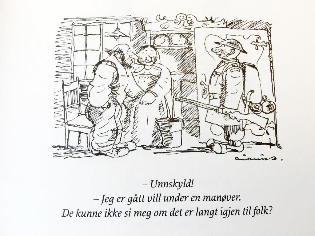 Tegning av Kjell Aukrust, gjengitt med