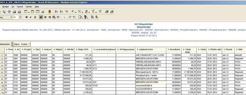 Tips og triks i Discoverer Plus (1/10) Formatering av skjermbildet Muligheter : Endre