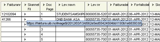 Tips og triks i Discoverer Plus (9/10) I alle BW -rapportene er det mulig å få frem det skannede fakturabildet som ligger i IP.