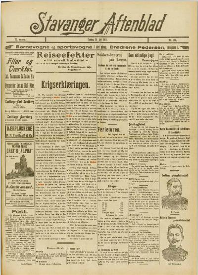 25 PRESSEHISTORISK TIDSSKRIFT NR. 22 2014 Stavanger Aftenblad om krigsutbruddet i 1914. mellom utenrikslegasjonene og UD om hvor grensene skulle gå for hva som slapp gjennom sensuren.