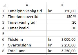 Lønnsberegning i Excel Når vi skal bruke Excel, ønsker vi at dokumentet skal være mest mulig dynamisk.