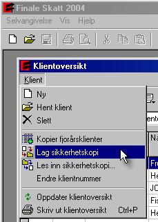 Kap. 5 Sikkerhetskopiering Side 24 5 Sikkerhetskopiering Begreper som brukes: Klientkatalog: Dette er katalogen der klienten er lagret. Kopikatalog: Dette er katalogen der sikkerhetskopien plasseres.