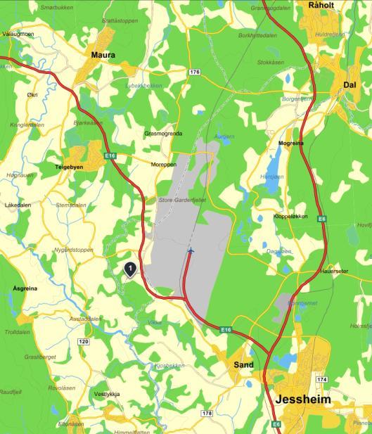 2. BESKRIVELSE AV PLANOMRÅDET, EKSISTERENDE SITUASJON 2.1 Beliggenhet Eiendommene gnr. 39/8 og 39/48, vist med rød strek på flyfotoet under, ligger på Rutholen i Nannestad kommune.