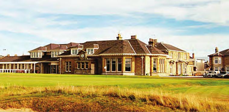 Det berømte klubbhuset til Prestwick Golf Club i Skottland. Klubben ble etablert i 1851. Forløperen til British Open ble første gang spilt her i 1860. Første 18-hullsbane St.
