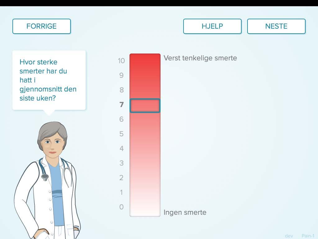 De som svarer over terskelverdien på dette spørsmålet, kommer inn i Eir smerteseksjon, som også består av flere nivå, dvs.