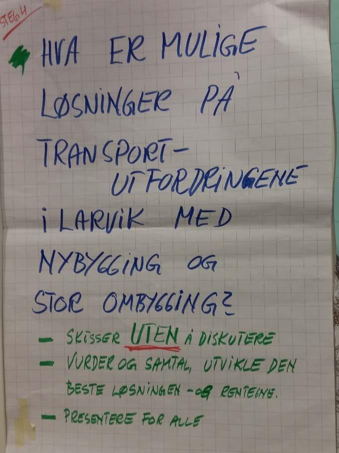 Trinn 4 Hva er mulige løsninger på transportutfordringene i Larvik med nybygging og stor ombygging?