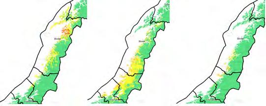 Figur 25 Hydmet-indeks for følgende dager: 11. des. (fra 10.des kl. 07 til 11.des kl. 07), 12. des. og 13. des. Den 9.