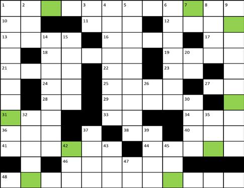 Løsningsordet finner du ved å sette sammen første bokstav i QUIZ-svarene (fra 1 til 4) med bostavene i de grønne rutene (fra venstre mot høyre og ovenfra og ned innen en kolonne) til ETT ord.