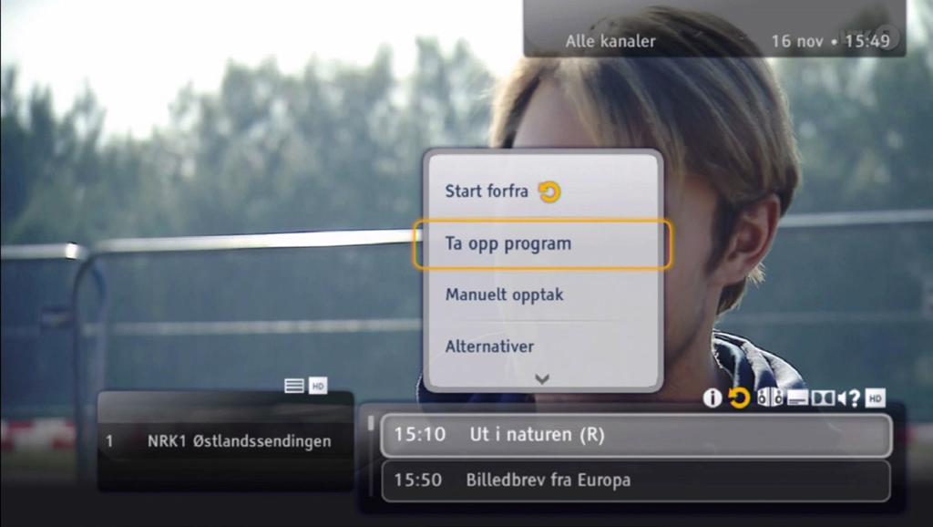 Tips: Du kan legge inn noen minutter opptak før og etter det oppsatte programmet, for å ta høyde for uforutsette programendringer.