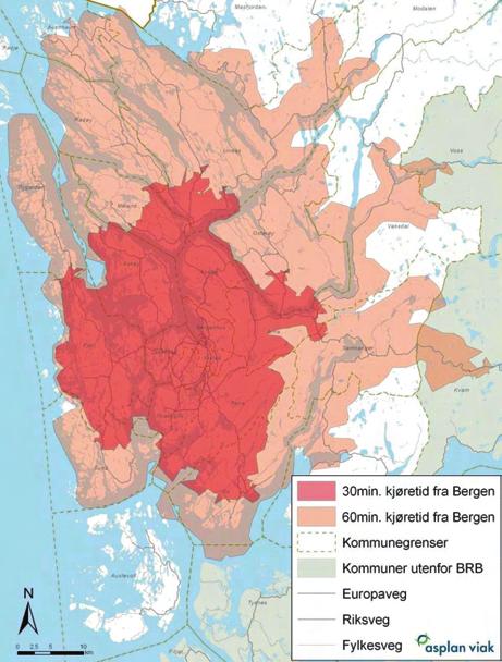 Kap2 - Situasjon og utfordringer Av hele den sentrumsrettede trafikken i bomringen har økningen det siste tiåret vært størst fra vest og over Danmarksplass fra sør, noe mindre fra nord og fra Landås.