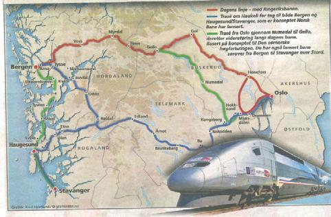 Kap2 - Situasjon og utfordringer redusert reisetid. Jernbaneverket er igang med en utredning av høyastighetsbaner i Norge som skal være klar til februar 212.
