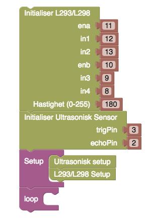 5 Vi forteller hvilke porter komponentene våre er koblet til Vi har nå fortalt Arduinoen hvilke porter vi har koblet komponentene våre til.